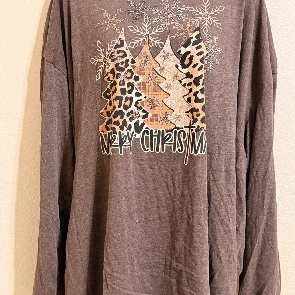 Festive Brown Christmas Long Sleeve Tee